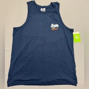 Reef Navy Graphic Tank top with White Logo size large